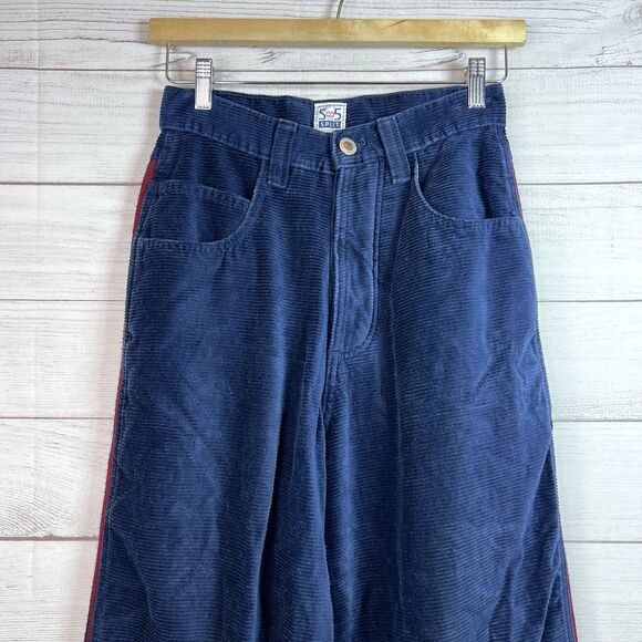 Split Vintage Skateboard Blue Corduroy Embroidered Grunge Y2K Pants Sz 28 Baggy - Picture 4 of 11
